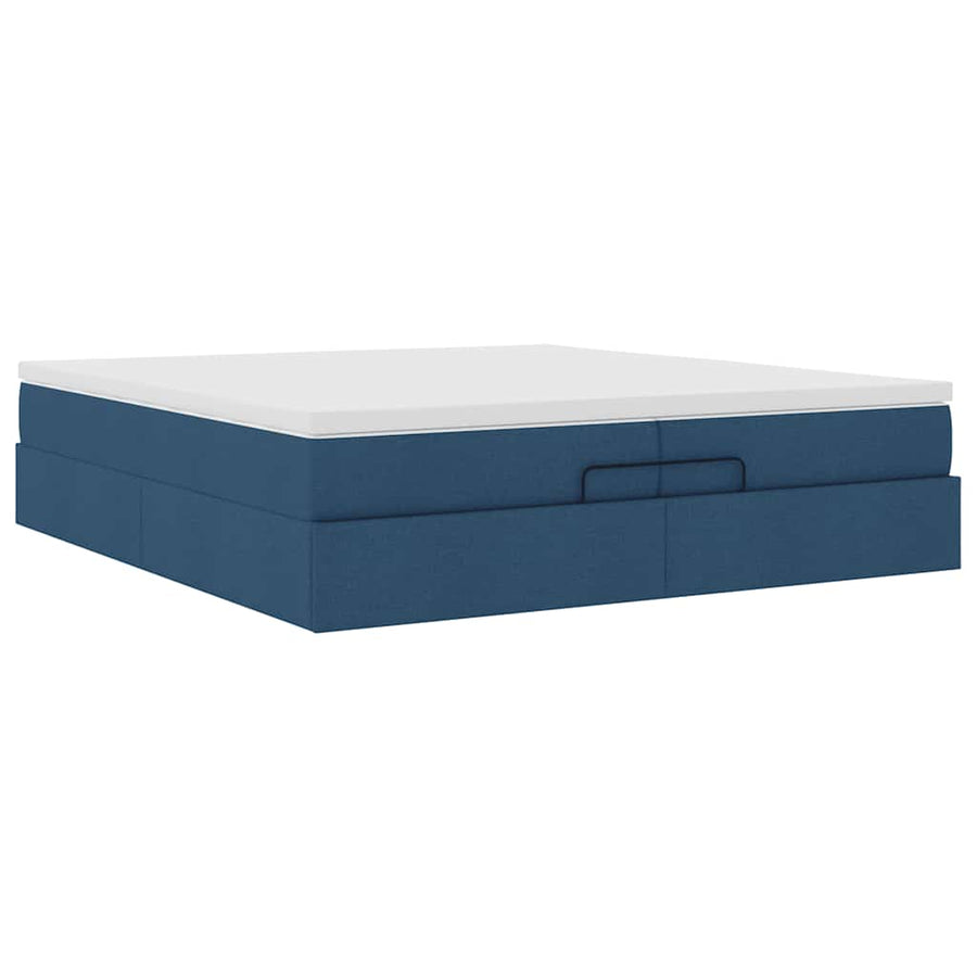 Ottoman bed met matrassen 200x200cm stof blauw
