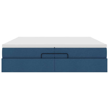 Ottoman bed met matrassen 200x200cm stof blauw