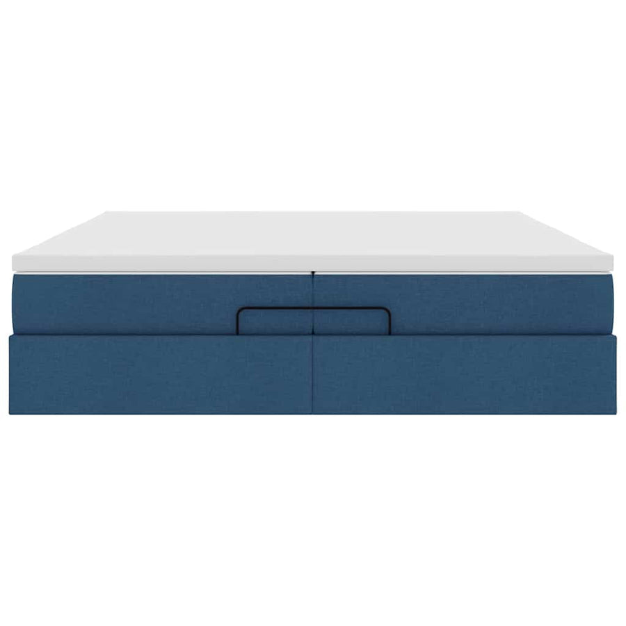 Ottoman bed met matrassen 200x200cm stof blauw
