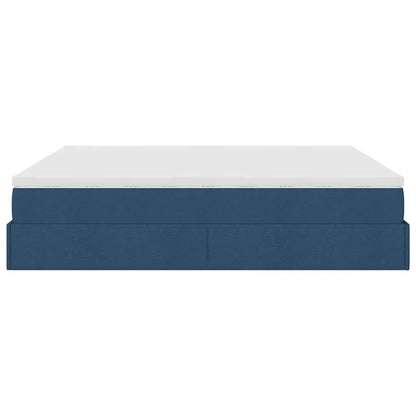 Ottoman bed met matrassen 200x200cm stof blauw