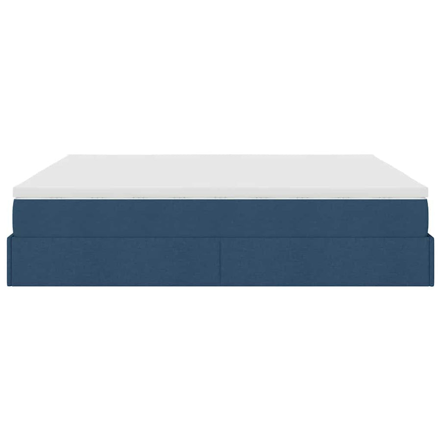 Ottoman bed met matrassen 200x200cm stof blauw