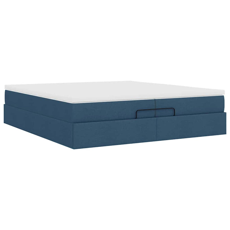Ottoman bed met matrassen 200x200cm stof blauw