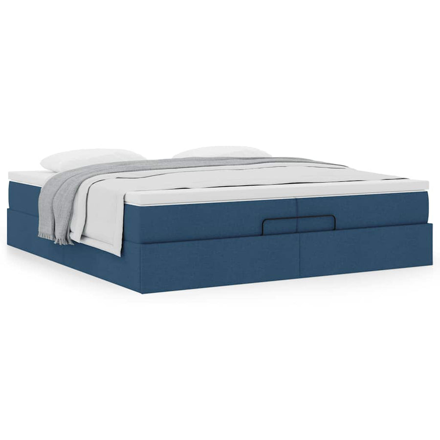 Ottoman bed met matrassen 200x200cm stof blauw