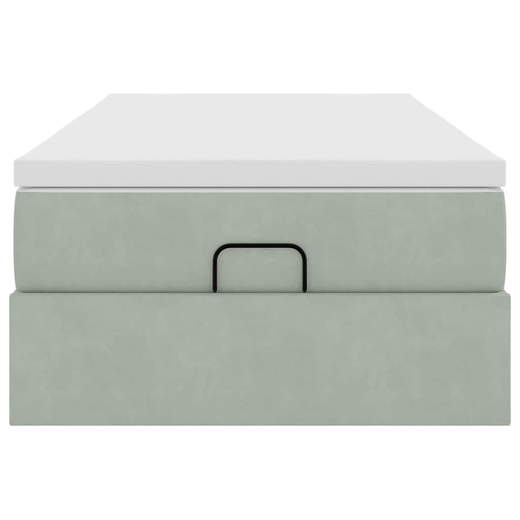 Ottoman bed met matras 80x200cm fluweel lichtgrijs