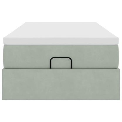 Ottoman bed met matras 80x200cm fluweel lichtgrijs