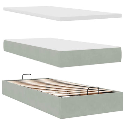Ottoman bed met matras 80x200cm fluweel lichtgrijs