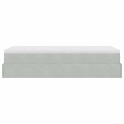 Ottoman bed met matras 80x200cm fluweel lichtgrijs