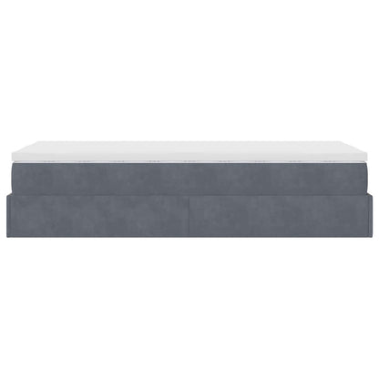Ottoman bed met matras 80x200cm fluweel donkergrijs