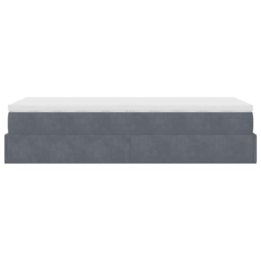 Ottoman bed met matras 80x200cm fluweel donkergrijs