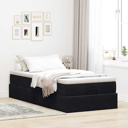 Ottoman bed met matras 80x200cm fluweel zwart