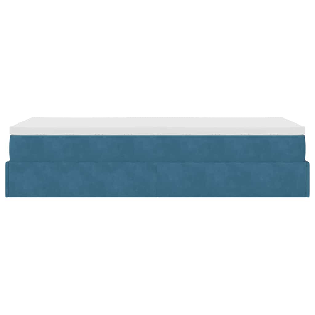 Ottoman bed met matras 80x200cm fluweel donkerblauw