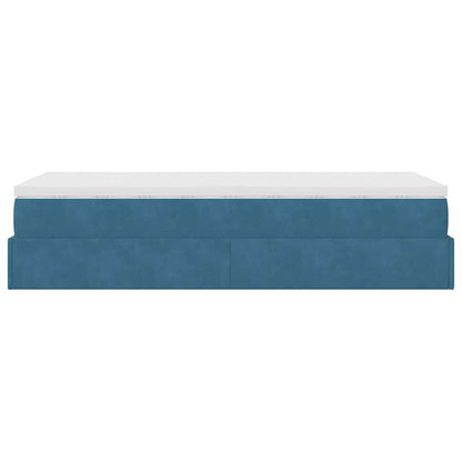 Ottoman bed met matras 80x200cm fluweel donkerblauw