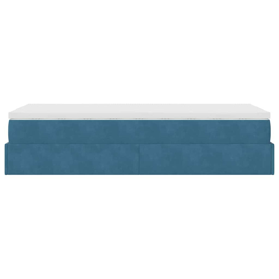 Ottoman bed met matras 80x200cm fluweel donkerblauw