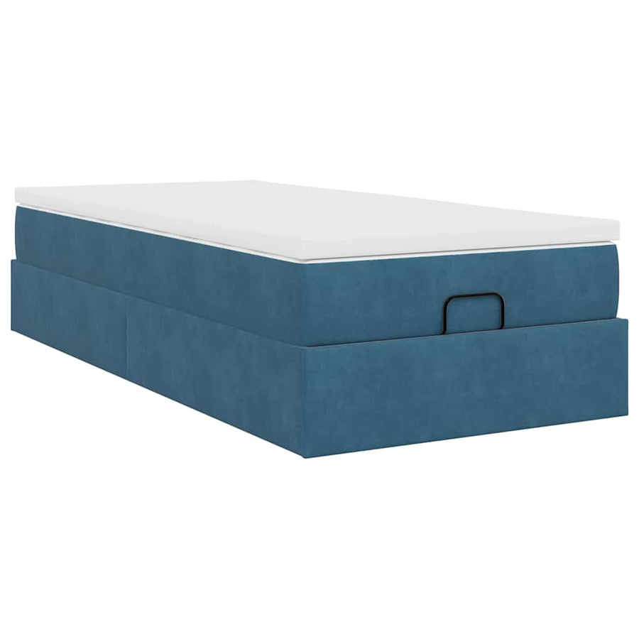 Ottoman bed met matras 80x200cm fluweel donkerblauw