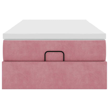 Ottoman bed met matras 80x200cm fluweel roze