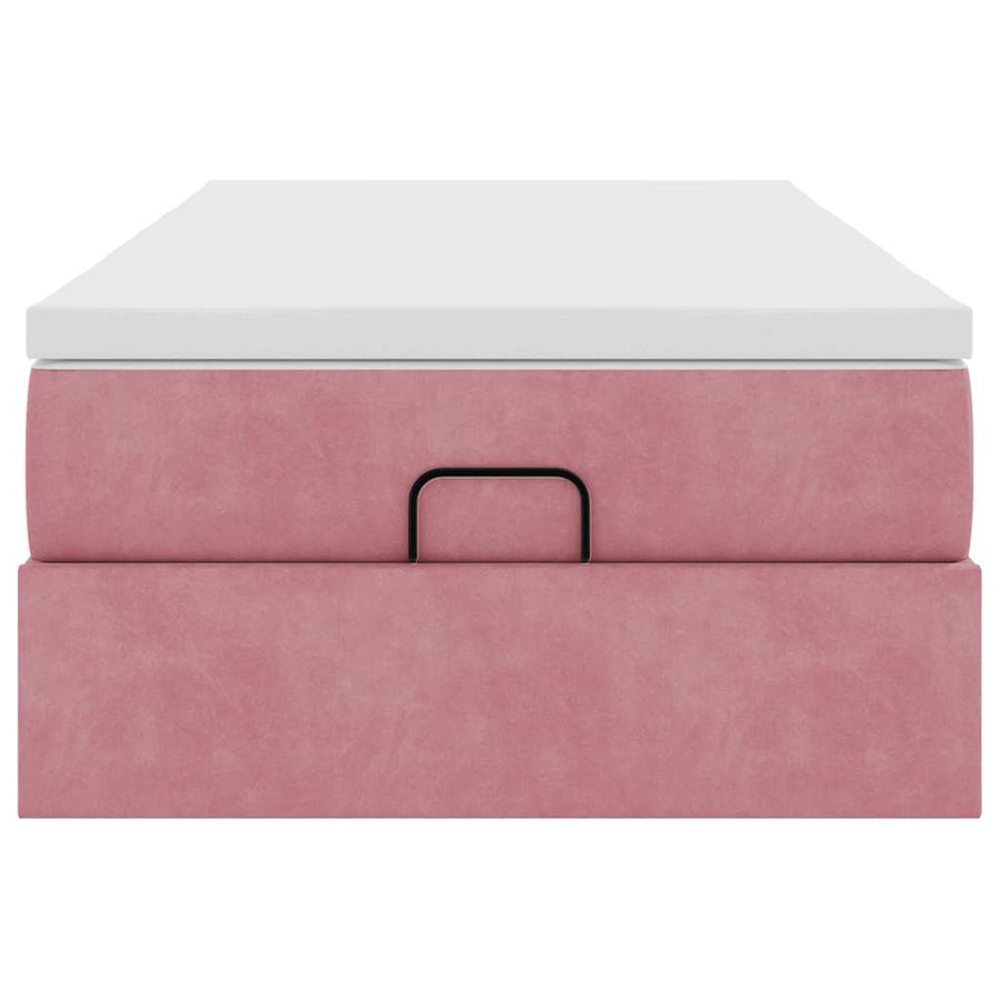 Ottoman bed met matras 80x200cm fluweel roze