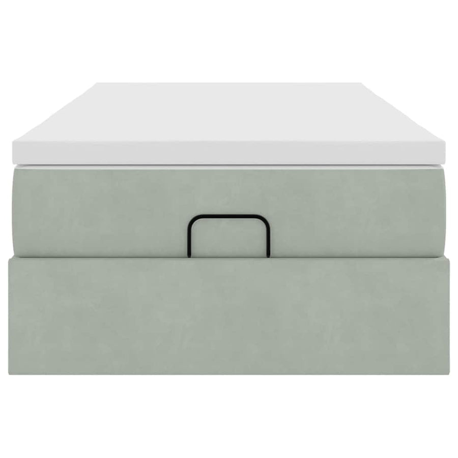 Ottoman bed met matras 90x190cm fluweel lichtgrijs
