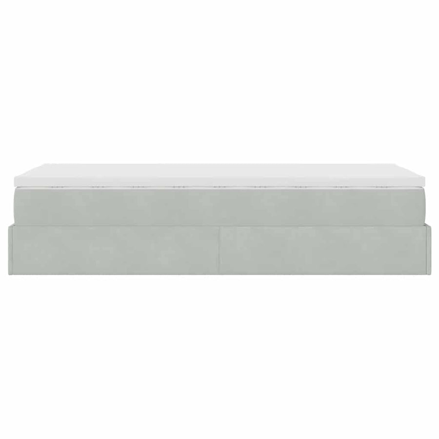 Ottoman bed met matras 90x190cm fluweel lichtgrijs