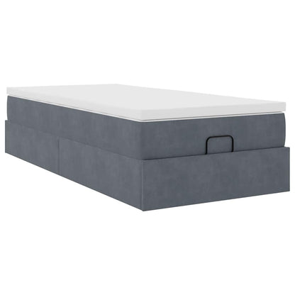 Ottoman bed met matras 90x190cm fluweel donkergrijs