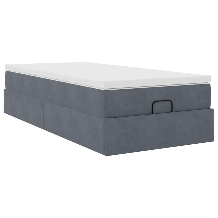 Ottoman bed met matras 90x190cm fluweel donkergrijs