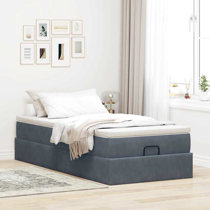 Ottoman bed met matras 90x190cm fluweel donkergrijs