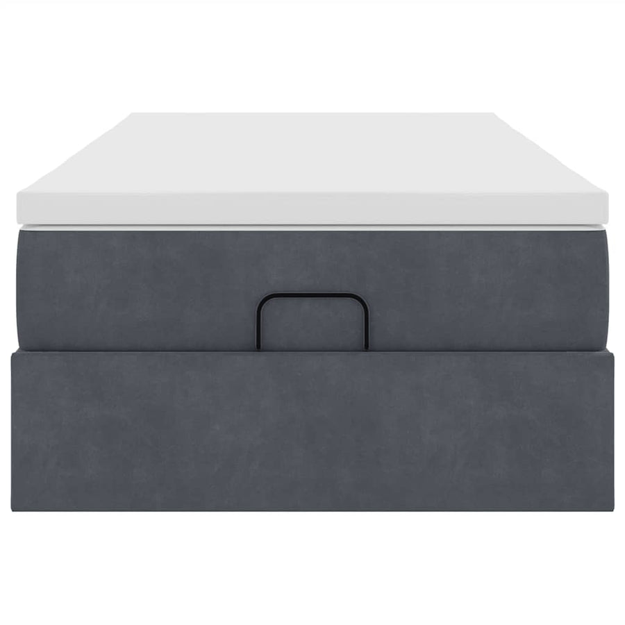 Ottoman bed met matras 90x190cm fluweel donkergrijs