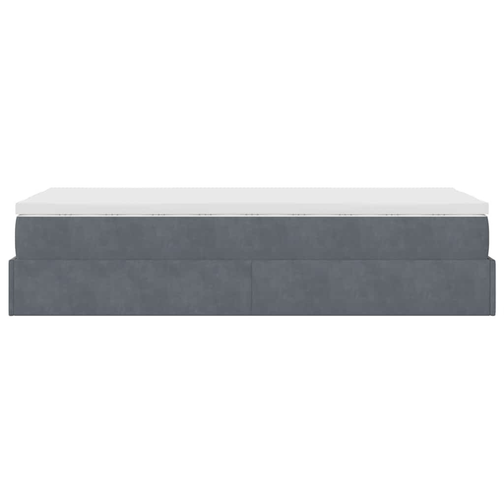 Ottoman bed met matras 90x190cm fluweel donkergrijs