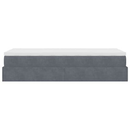 Ottoman bed met matras 90x190cm fluweel donkergrijs