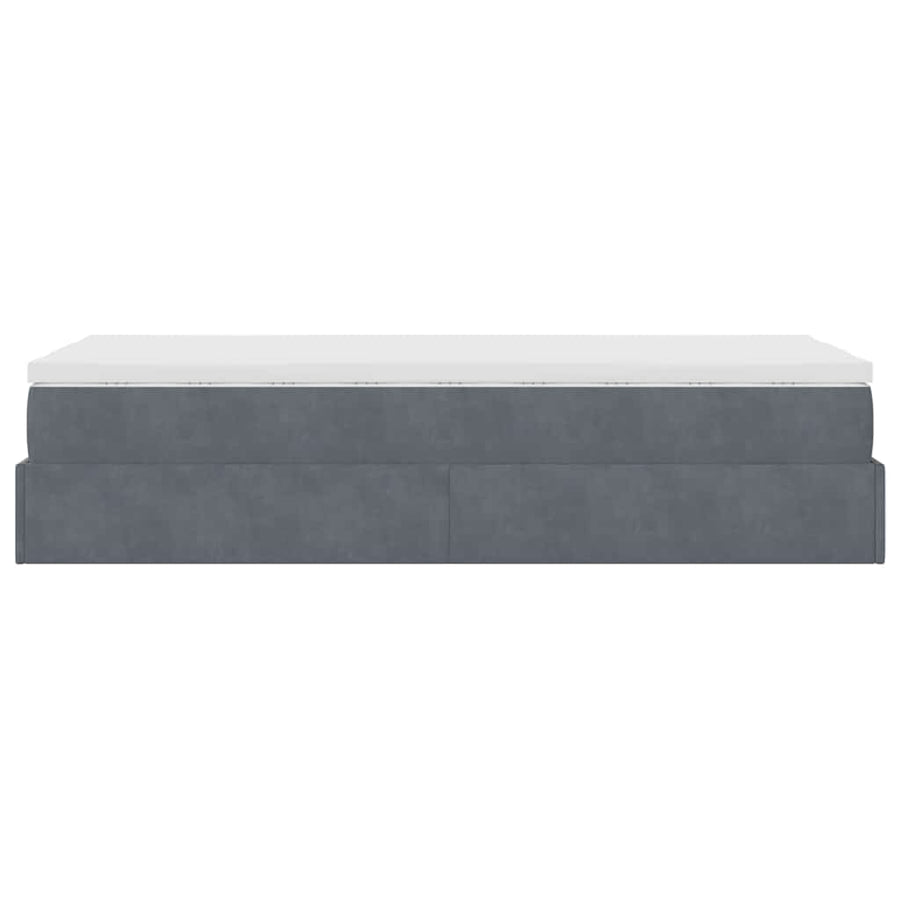 Ottoman bed met matras 90x190cm fluweel donkergrijs