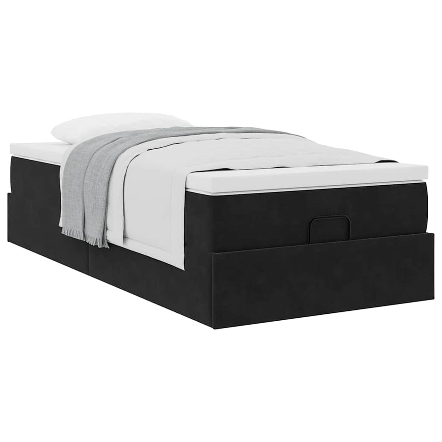 Ottoman bed met matras 90x190cm fluweel zwart