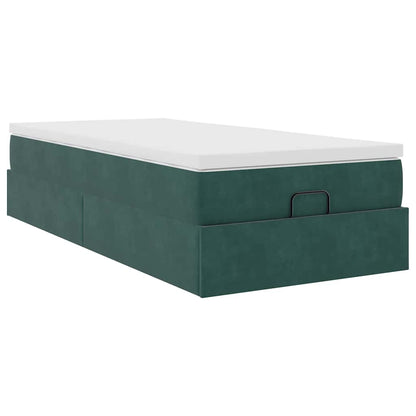 Ottoman bed met matras 90x190cm fluweel donkergroen