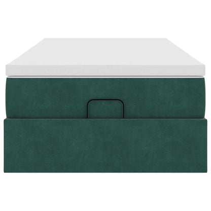 Ottoman bed met matras 90x190cm fluweel donkergroen