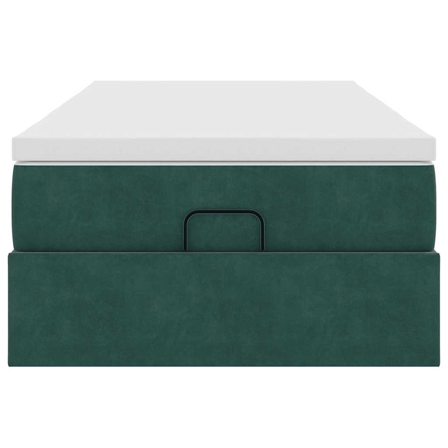 Ottoman bed met matras 90x190cm fluweel donkergroen