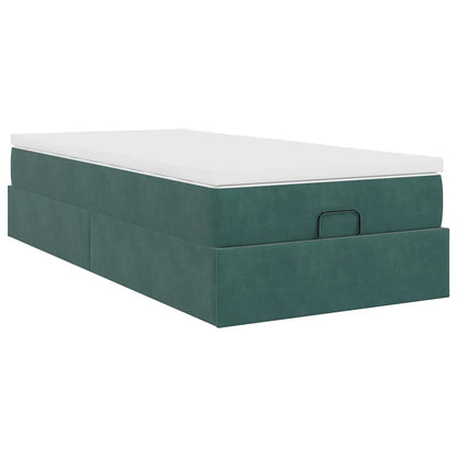 Ottoman bed met matras 90x190cm fluweel donkergroen