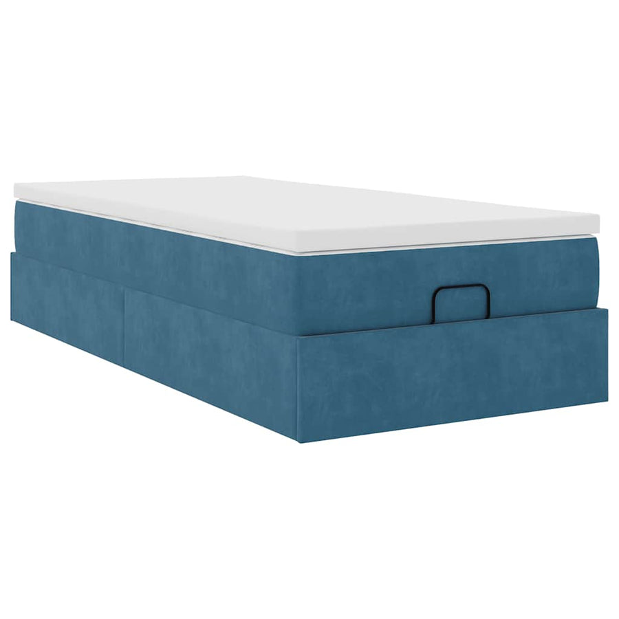 Ottoman bed met matras 90x190cm fluweel donkerblauw