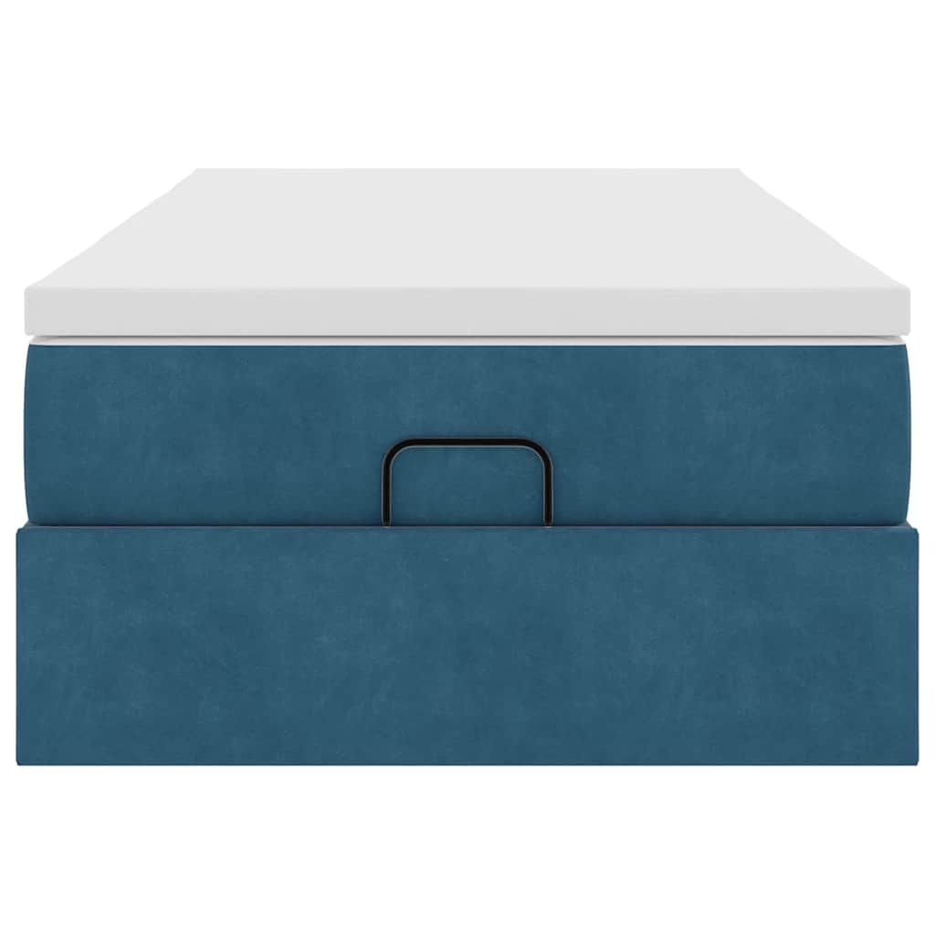 Ottoman bed met matras 90x190cm fluweel donkerblauw
