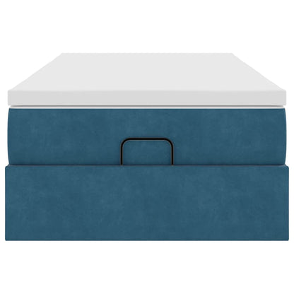 Ottoman bed met matras 90x190cm fluweel donkerblauw