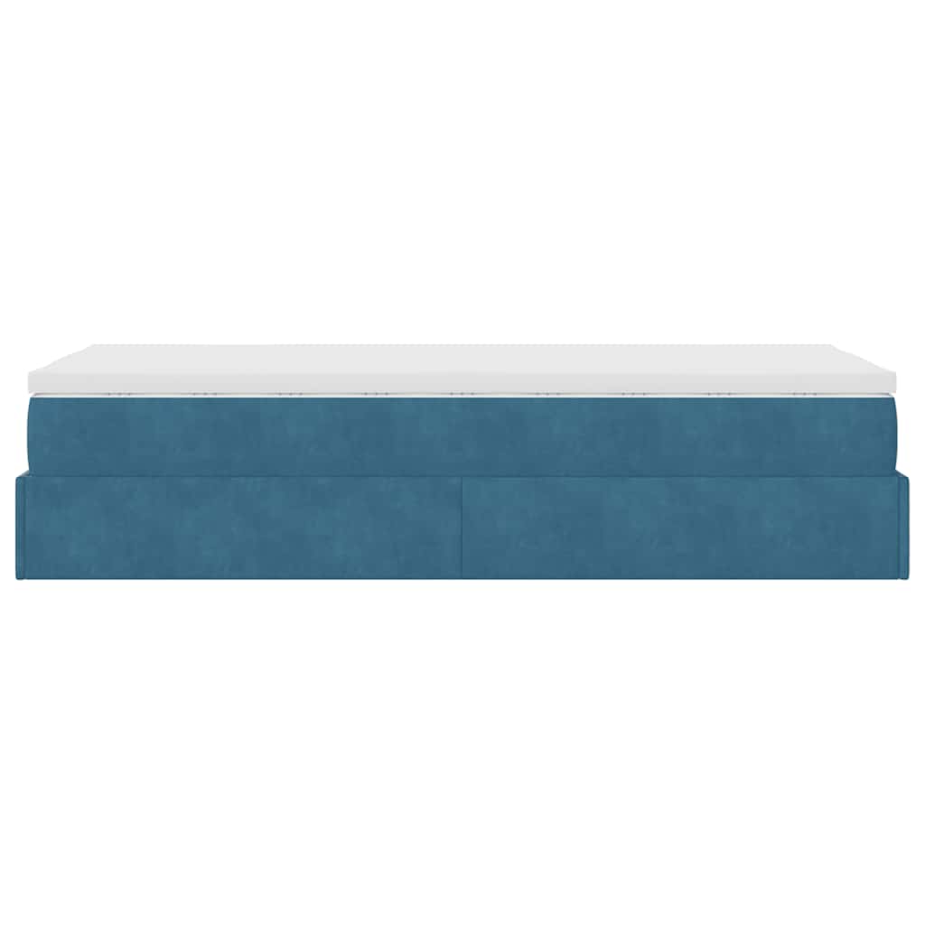 Ottoman bed met matras 90x190cm fluweel donkerblauw