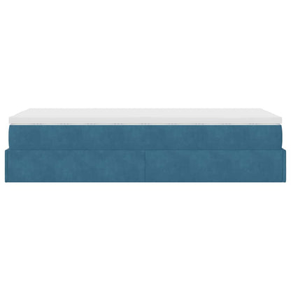 Ottoman bed met matras 90x190cm fluweel donkerblauw