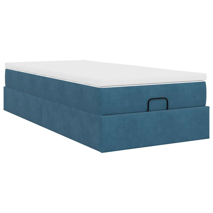 Ottoman bed met matras 90x190cm fluweel donkerblauw