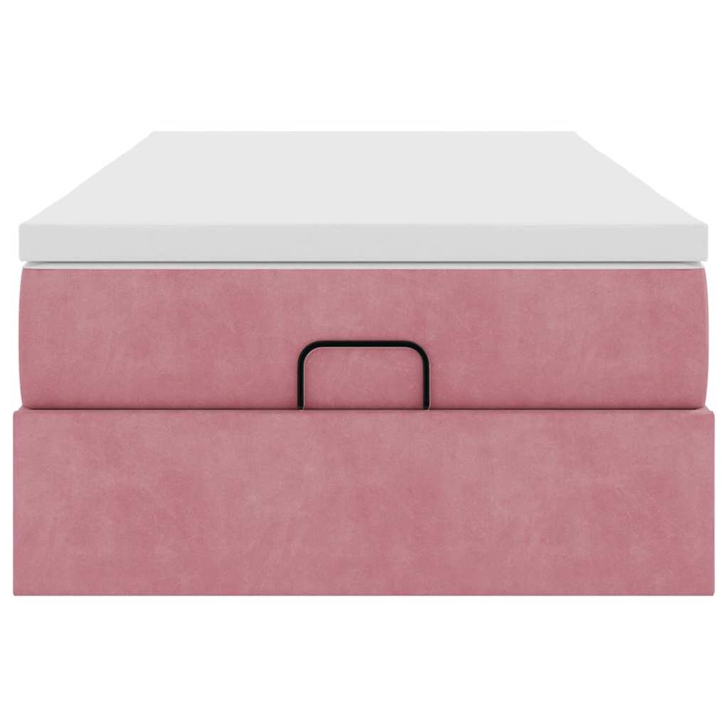 Ottoman bed met matras 90x190cm fluweel roze