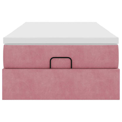 Ottoman bed met matras 90x190cm fluweel roze