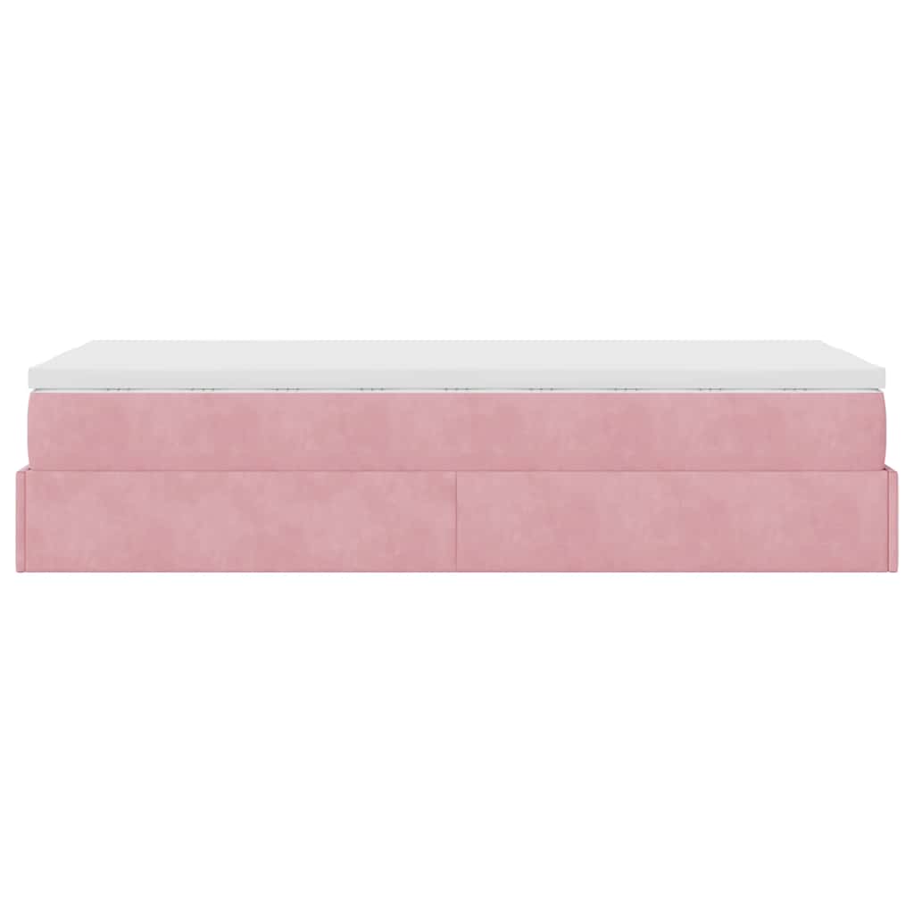 Ottoman bed met matras 90x190cm fluweel roze