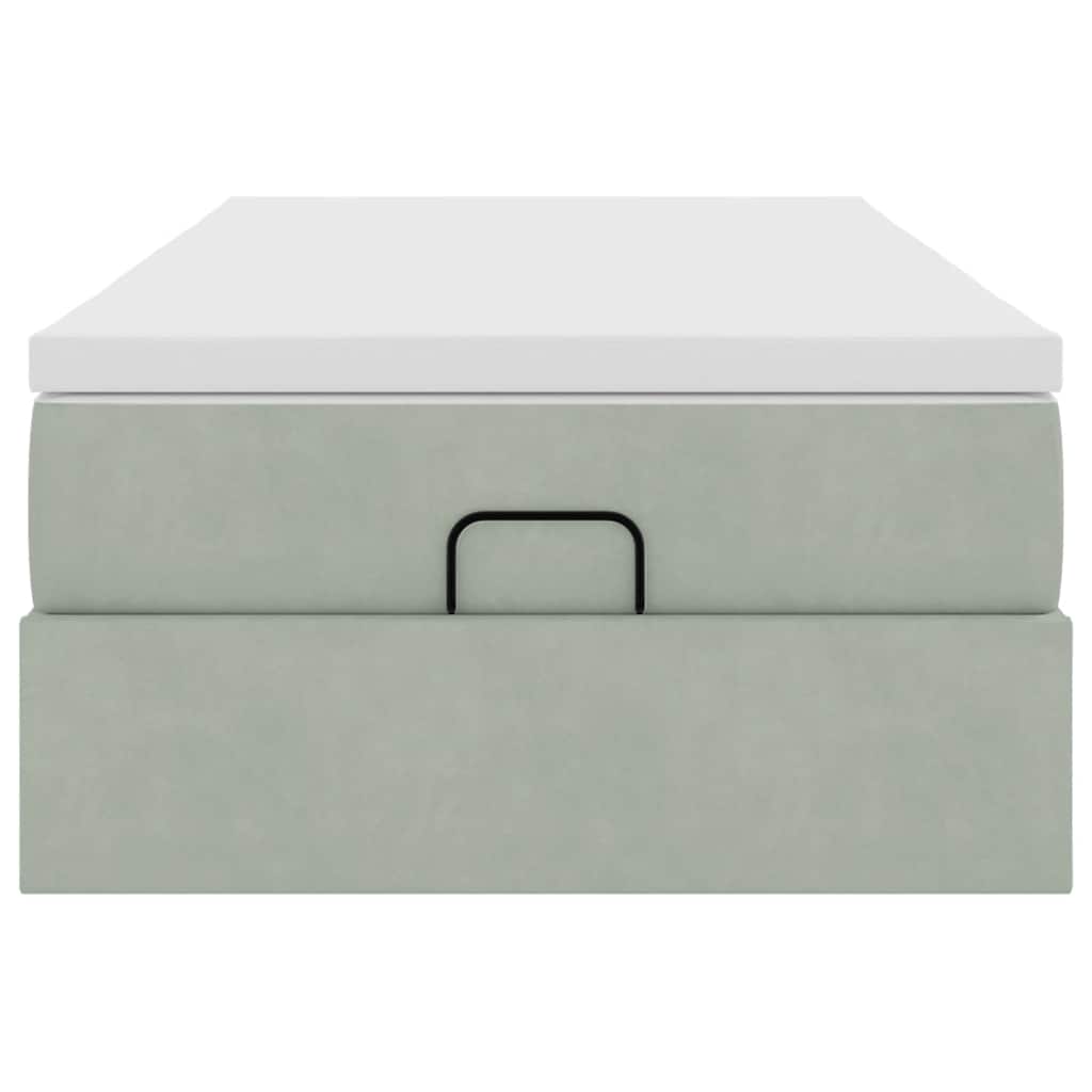 Ottoman bed met matras 90x200cm fluweel lichtgrijs
