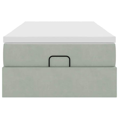 Ottoman bed met matras 90x200cm fluweel lichtgrijs