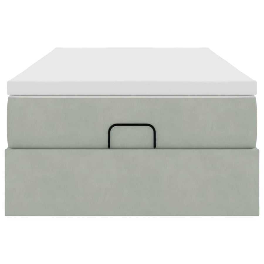 Ottoman bed met matras 90x200cm fluweel lichtgrijs