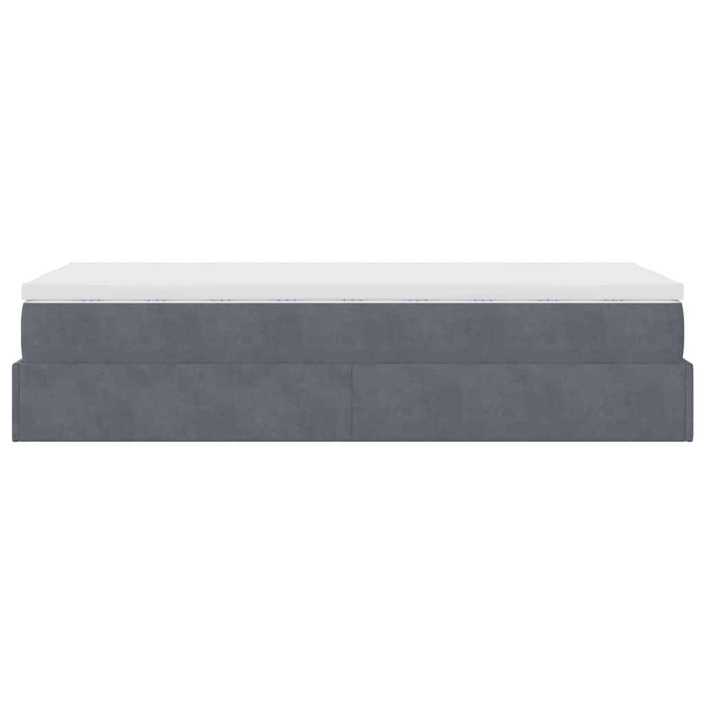 Ottoman bed met matras 90x200cm fluweel donkergrijs