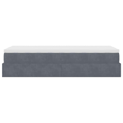 Ottoman bed met matras 90x200cm fluweel donkergrijs