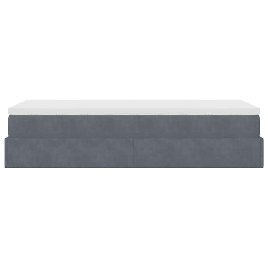 Ottoman bed met matras 90x200cm fluweel donkergrijs