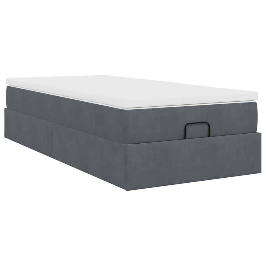 Ottoman bed met matras 90x200cm fluweel donkergrijs